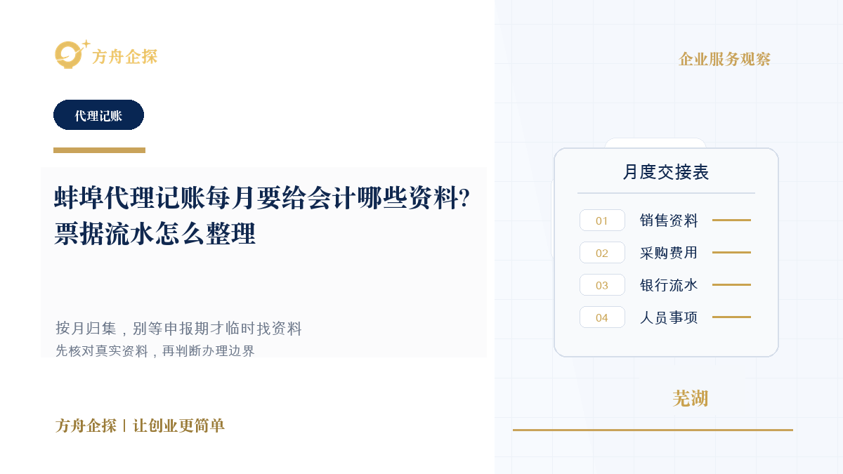 蚌埠代理记账每月要给会计哪些资料?票据流水怎么整理封面图