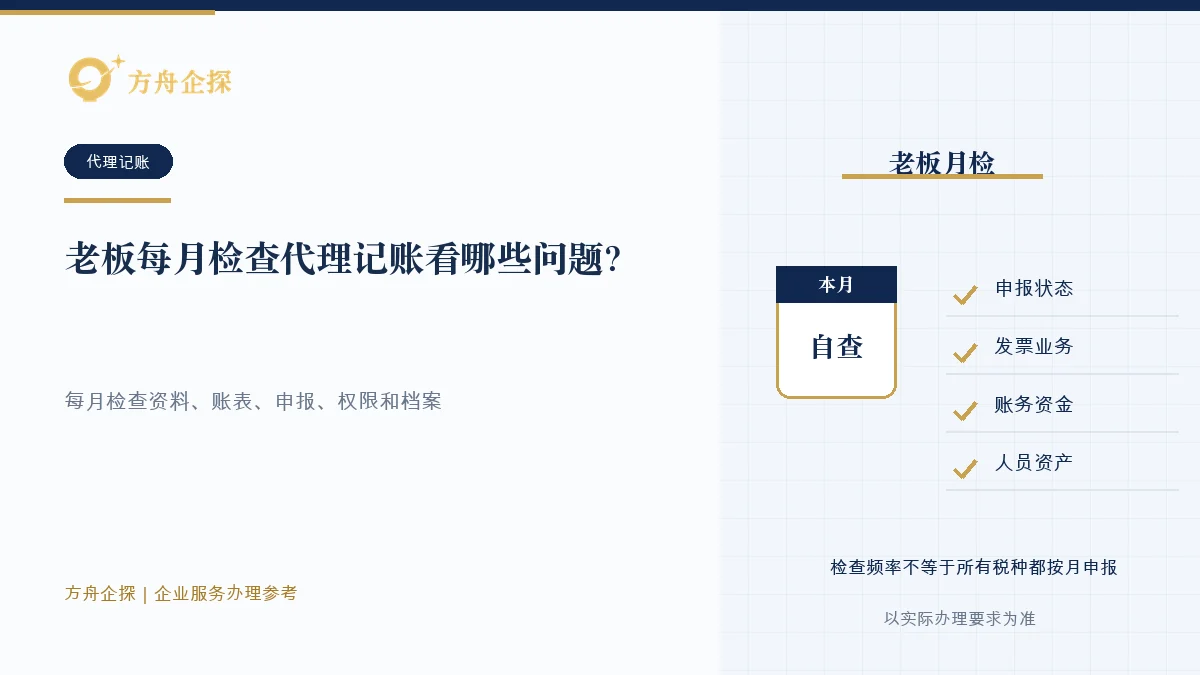 老板每月检查代理记账看哪些问题?五项就够用知识文章封面