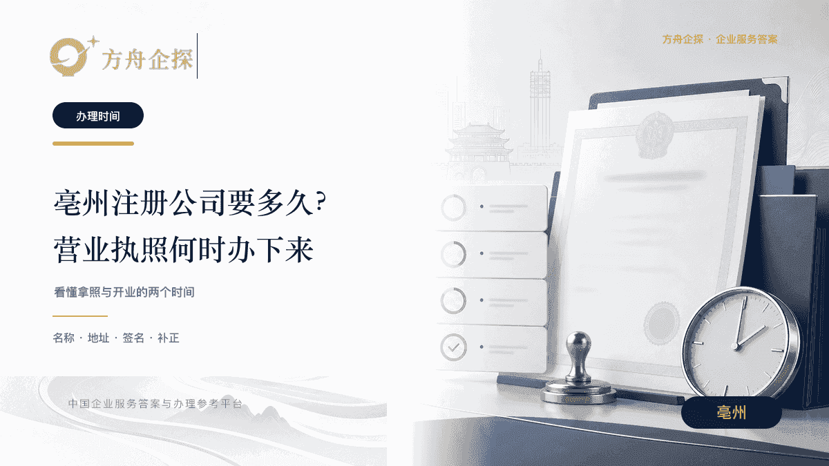 亳州注册公司要多久及营业执照办理时间文章封面