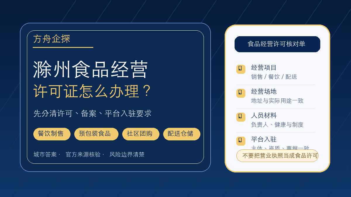滁州食品经营许可证怎么办理?食品加工、商贸配送和社区团购先分清许可还是备案