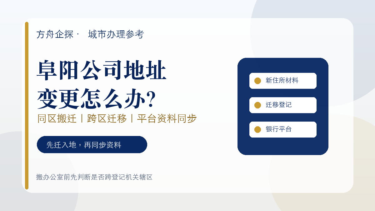 阜阳公司地址变更怎么办?同区搬迁、跨区迁移和平台资料要同步处理封面图