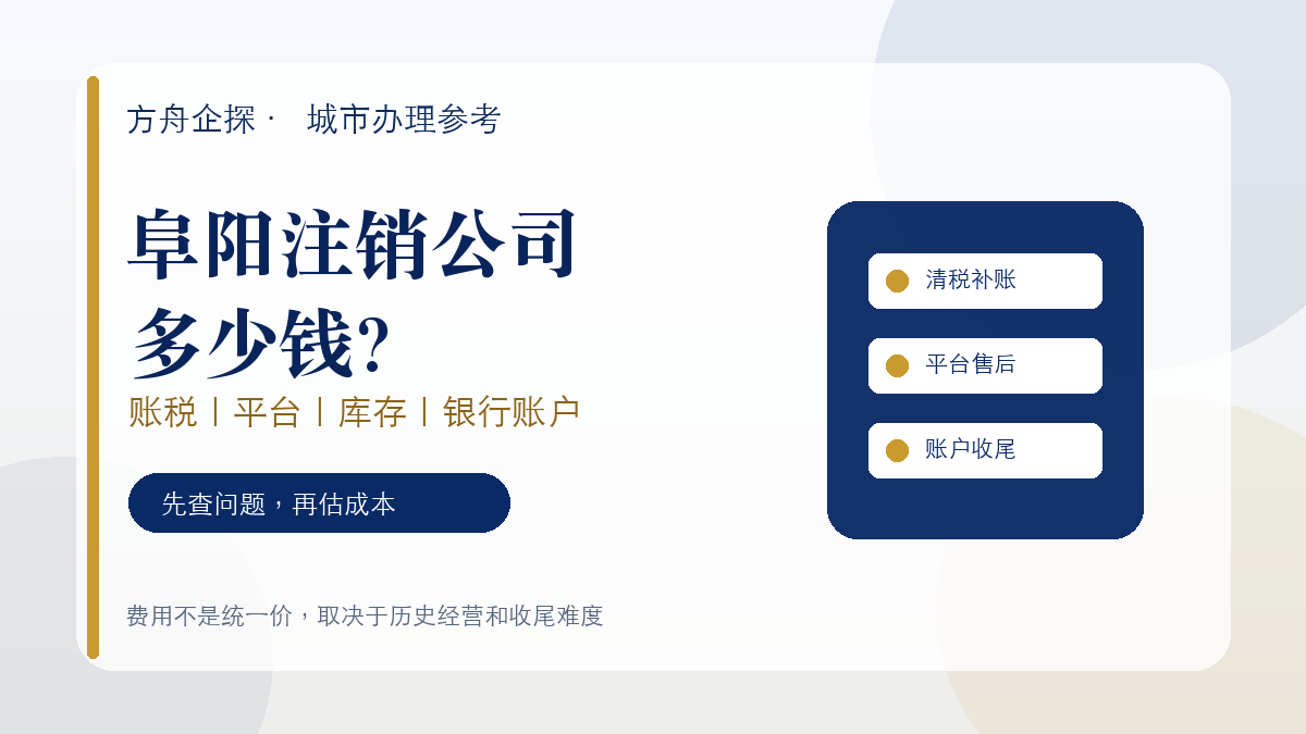 阜阳注销公司多少钱?农产品、电商和商贸项目先看账税、平台和库存封面图