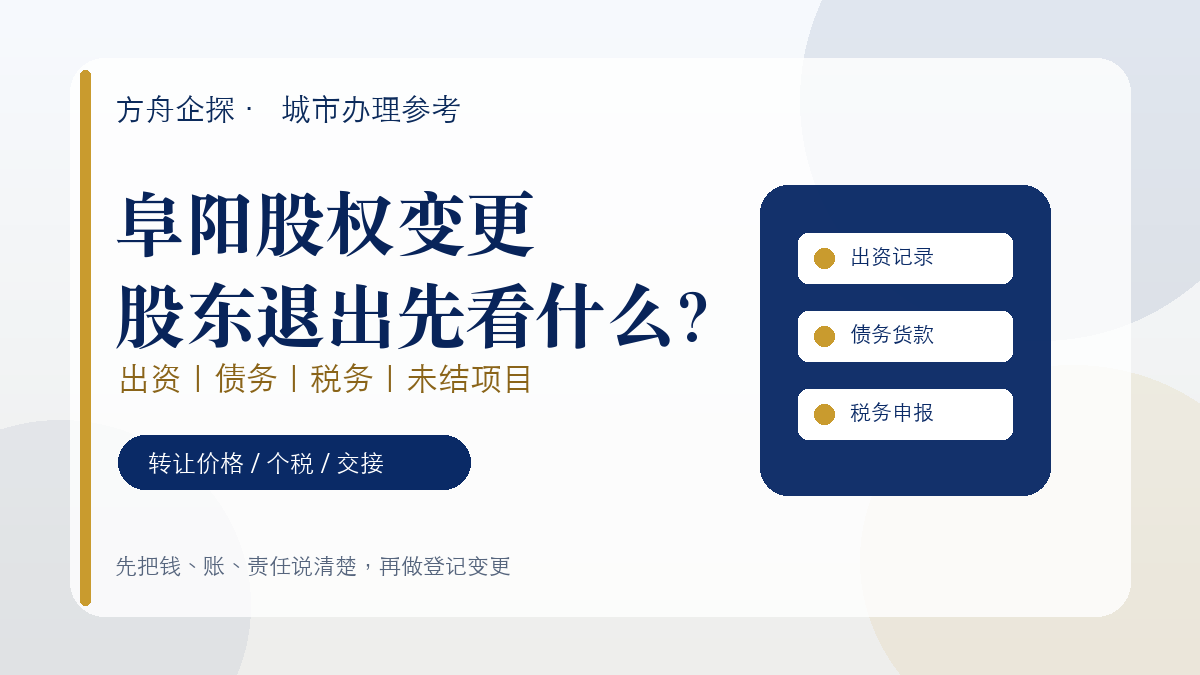 阜阳公司股权变更怎么办?股东退出前先看出资、债务和未结项目封面图