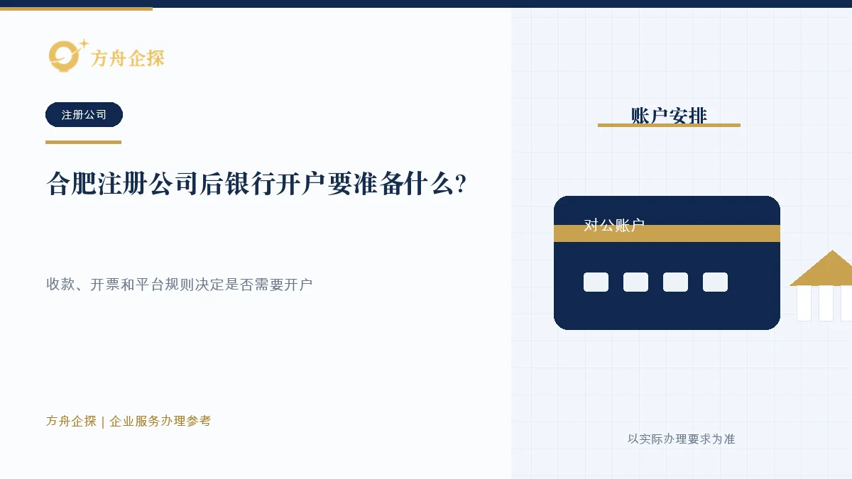 合肥公司注册后银行开户准备、身份核验与账户用途说明示意图