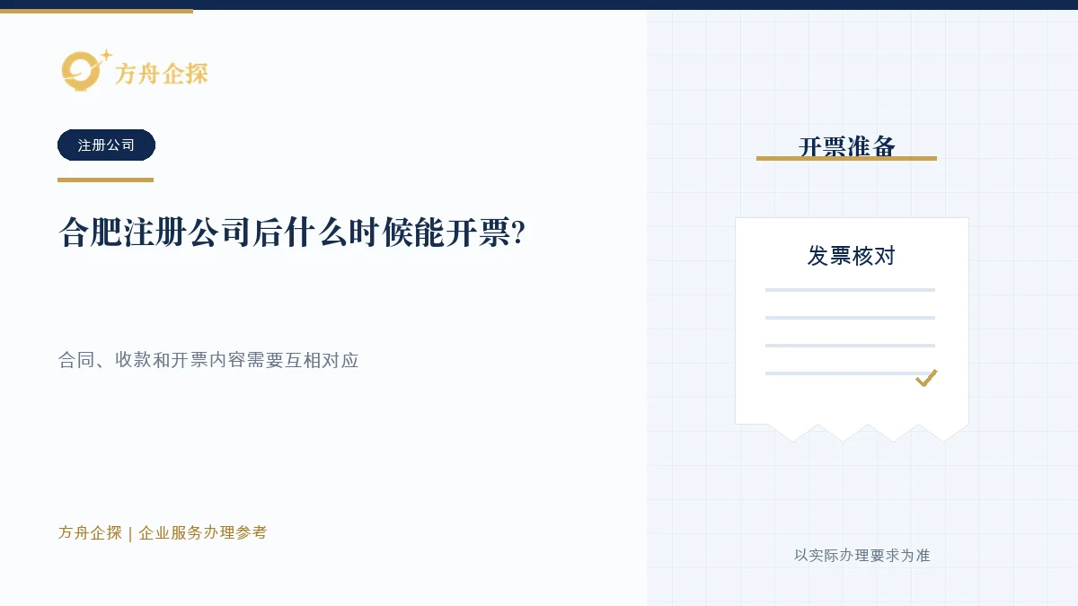 合肥新公司开票前税务准备、发票资料和真实交易核对示意图