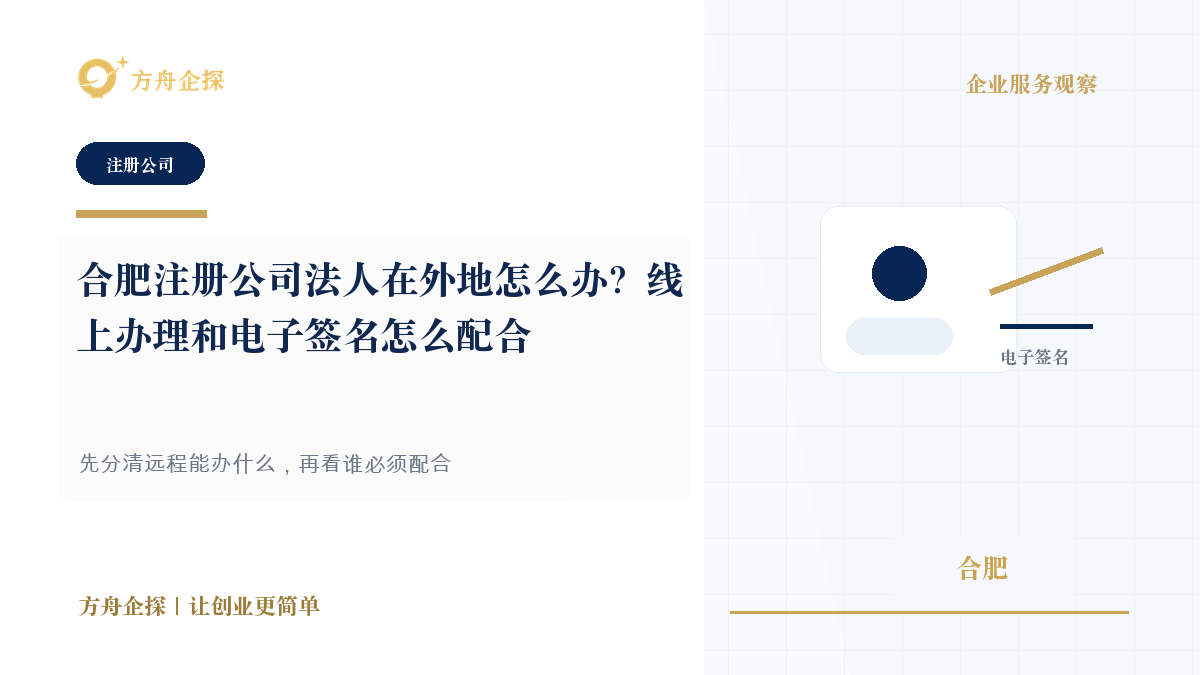 合肥注册公司法人在外地怎么办?线上办理和电子签名怎么配合封面图
