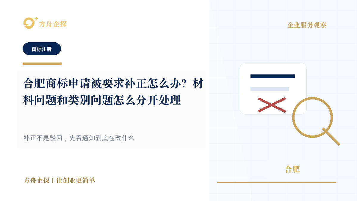 合肥商标申请被要求补正怎么办?材料问题和类别问题怎么分开处理封面图
