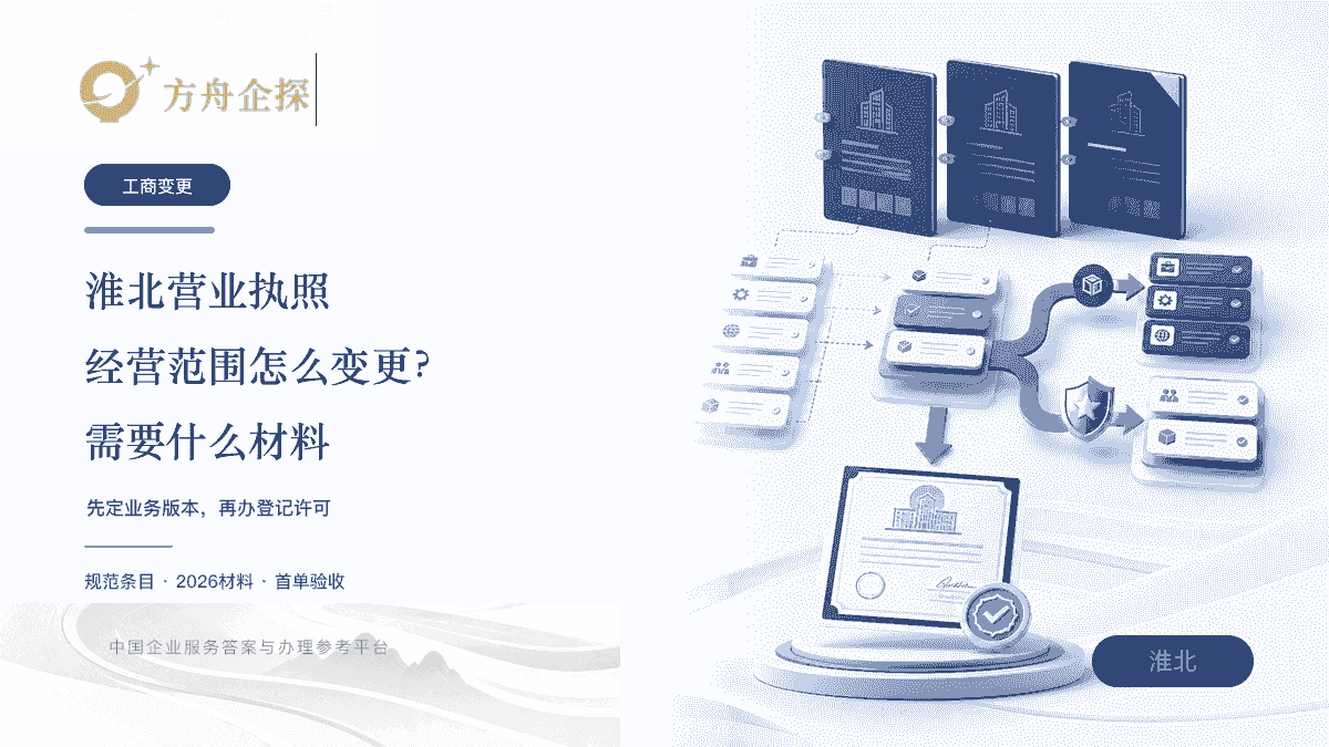 淮北营业执照经营范围怎么变更及需要什么材料的方舟企探蓝金工商变更封面
