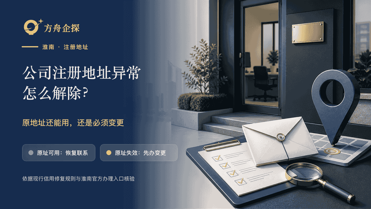 淮南公司负责人核对登记地址、异常名录和信用修复路径的专业封面