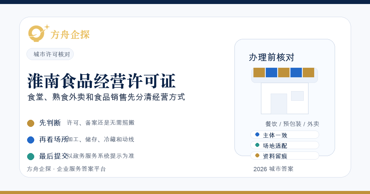 淮南食品经营许可证怎么办理?食堂、熟食外卖和食品销售先分清经营方式