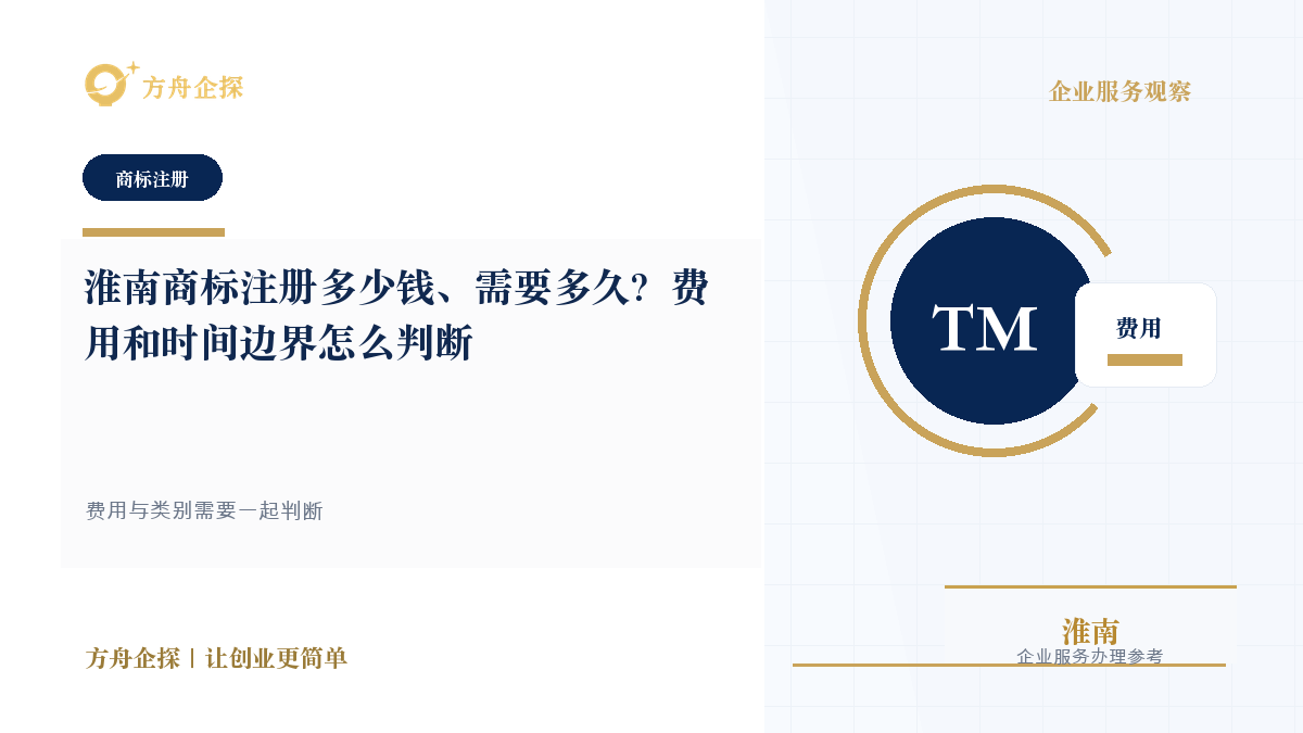 淮南商标注册多少钱、需要多久?费用和时间边界怎么判断封面图