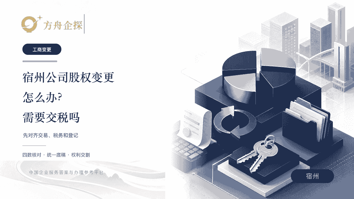 宿州公司股权变更怎么办及是否交税的方舟企探蓝金工商变更主题封面