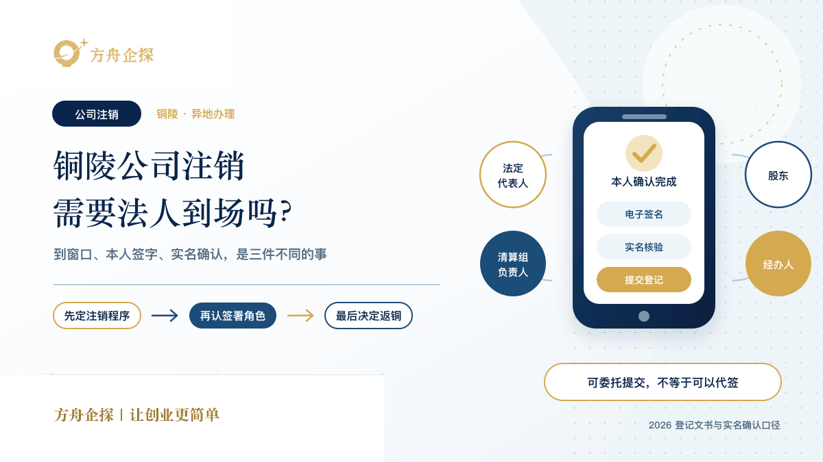 铜陵公司注销需要法人到场吗的方舟企探蓝金角色协同封面