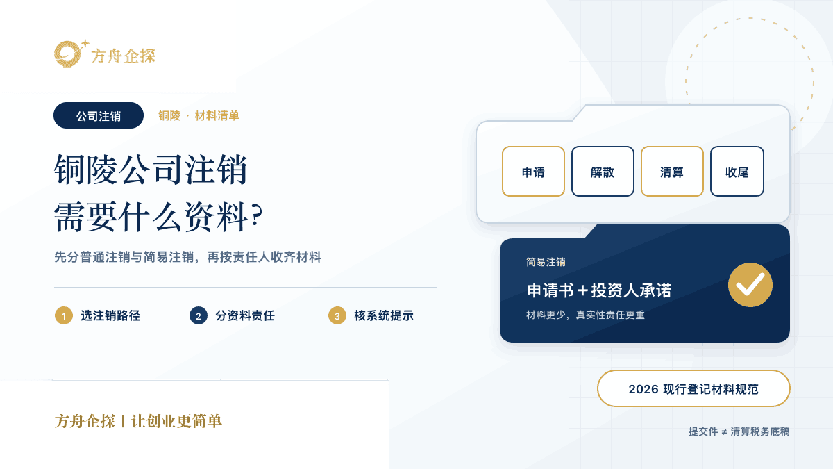 铜陵公司注销需要什么资料的方舟企探蓝金资料清单封面