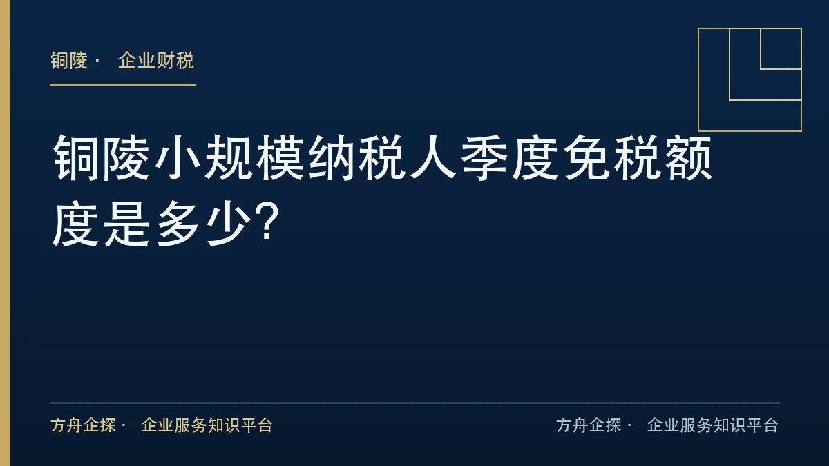 铜陵小规模纳税人免税额度与申报口径
