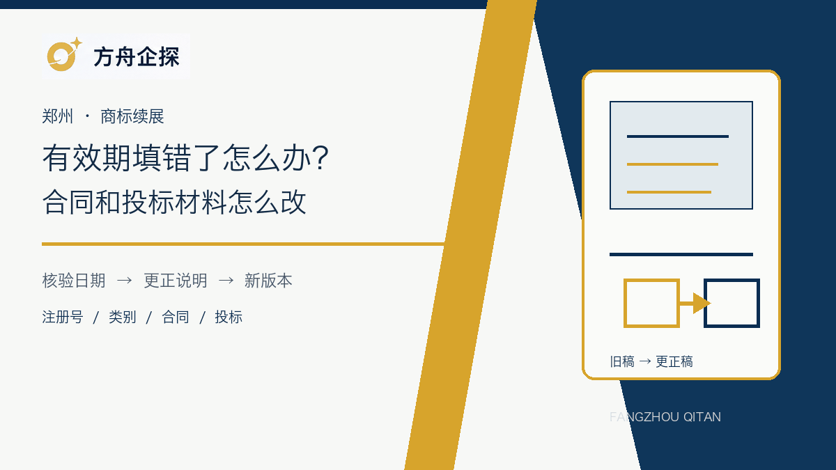 郑州商标续展有效期填错后的材料更正示意图